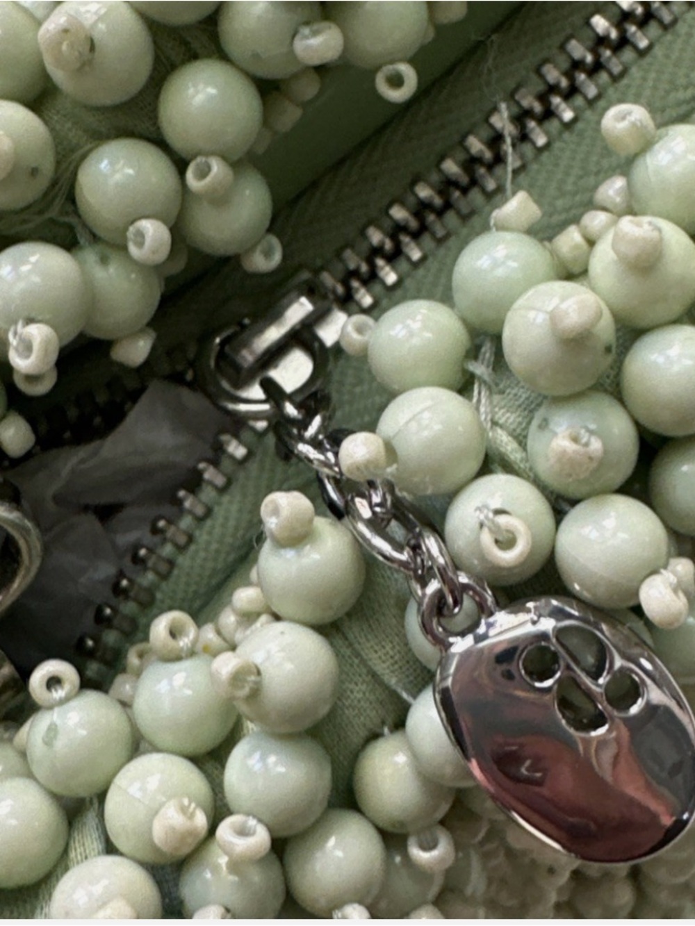 STAUD Beaded Bean Convertible Matcha Shoulder Handbag - Picture 4 of 4